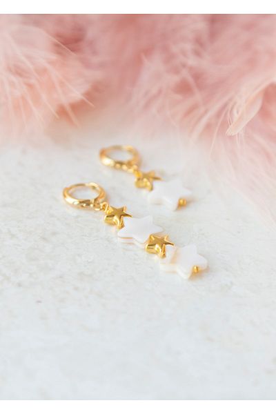 CHARMLUCKY Star Pearl Stone Earrings