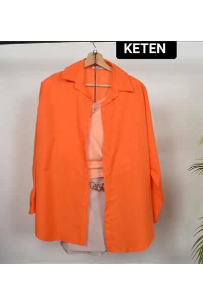 LARİSA COLLECTİON Oversize Keten Boyfrend Gömlek.