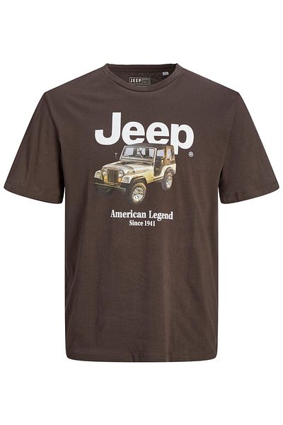 Jack & Jones Gömlek Einfarbiges Kurzarmshirt JORJEEP GRAFİK TİŞÖRT SS BİSİKLET YAKA mit Print-Motiv Regular Fit