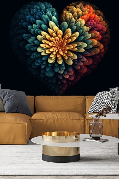 Dekoros 3d Görünümlü Kalp Şekilli Yapraklar Duvar Kağıdı Tek Parça Ve Kolay M...