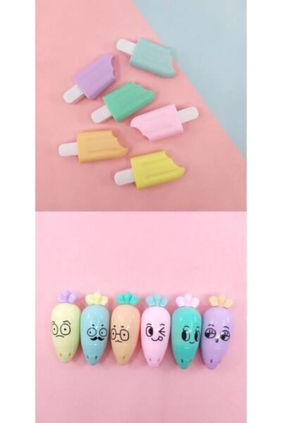 Canderel 2 Li Mini Dondurma Ve Havuç Fosforlu Kalem Seti