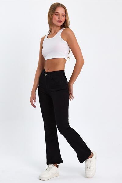 geenz manifacture Black Flare Jeans Fadeless Denim Trousers Power Lycra High Waist