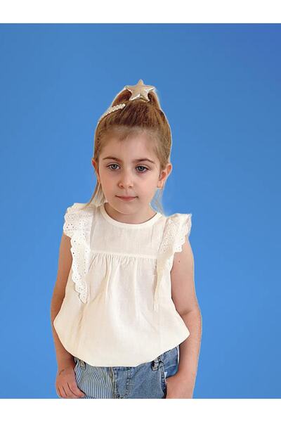 Runkli Adams Girl's White Linen Blouse 6-9 Months -6 Years
