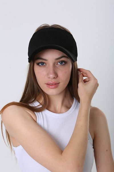 FELLMENS Black Lycra Tennis Visor Women's Hat