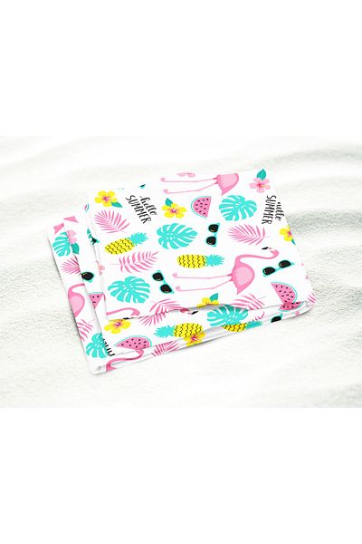 Erays Home Πετσέτα θαλάσσης με στάμπα Erayshome Hello Summer Flamingo