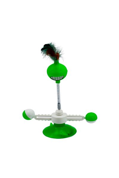 TİNEKE Suction Cup Rotating Slouchy Cat Toy 1 Piece Green