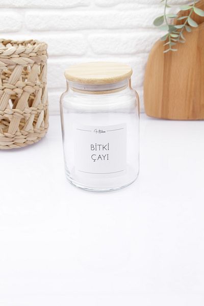 zezedesing Glass Herbal Tea Storage Jar with Bamboo Lid 890ml