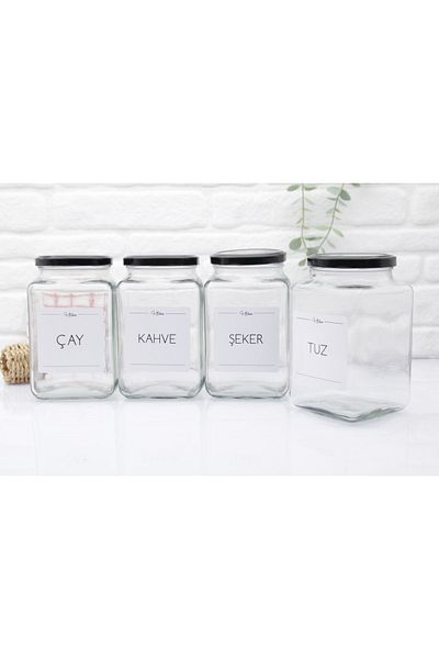 zezedesing Glass Tea-coffee-sugar-salt Storage Jar with Black Lid 1000ml