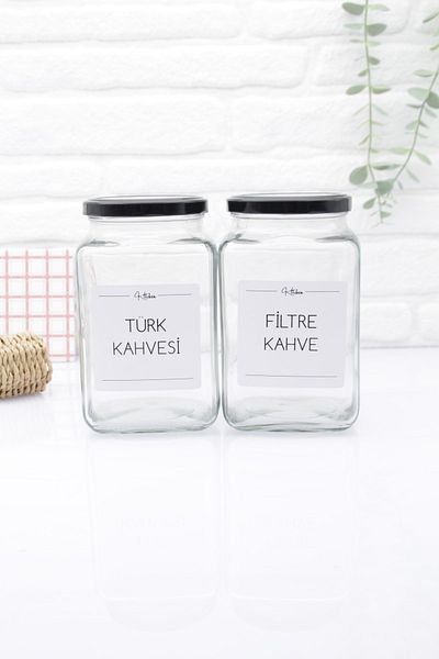 zezedesing Black Lid Glass Turkish Coffee-filter Coffee Storage Jar 1000ml