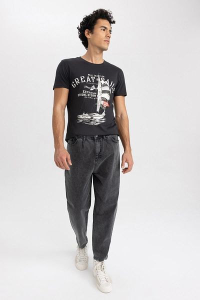 DeFacto Slim Fit Crew Neck Printed Short Sleeve 100% Cotton T-shirt A2633ax23sm