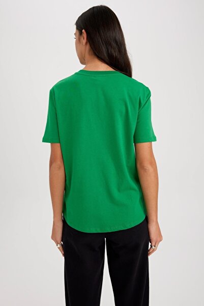 DeFacto T-shirt ze 100 bawełny o regularnym kroju z okrągłym dekoltem i krótkim rękawem W9584az23sm