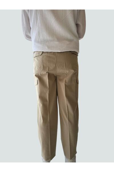 Beratnur Lüks Erkek Bej Rahat Kesim Beli Lastikli Keten Hac Ve Umre Şalvar Pantolon