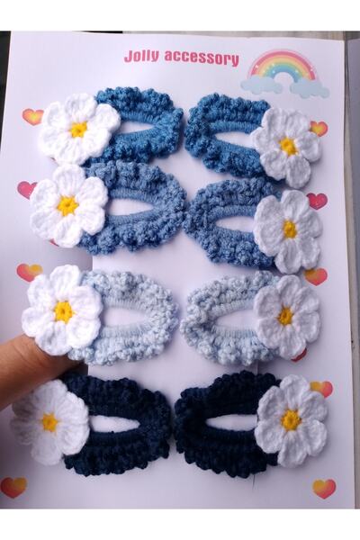 Jolly accesory Çok Renkli 8'li Anne Ve Çocuk Örgü Toka Seti