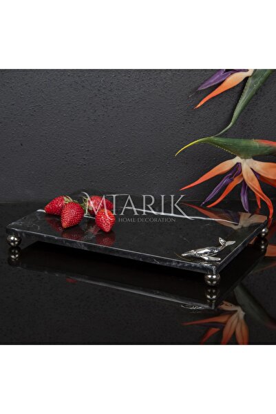 MIARIK DESIGN & DEKORASYON Dekoratif Sıyah Mermer Aksesuar Detaylı Dikdörtgen...