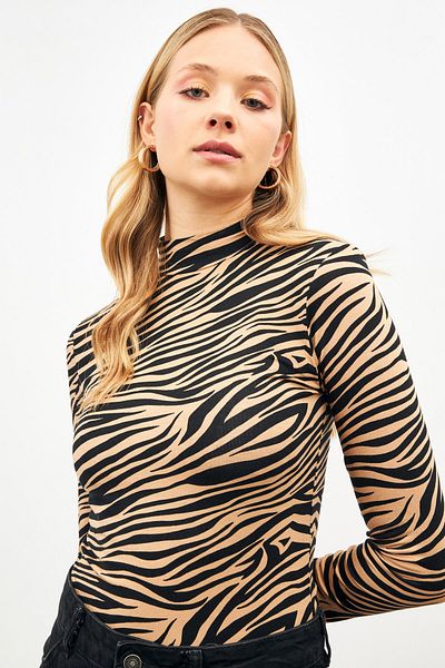 Bukamiss Γυναικεία μπλούζα με ζιβάγκο με σχέδιο Camel Zebra