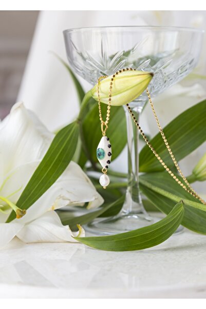 CHARMLUCKY Murano Eye Pearl Necklace