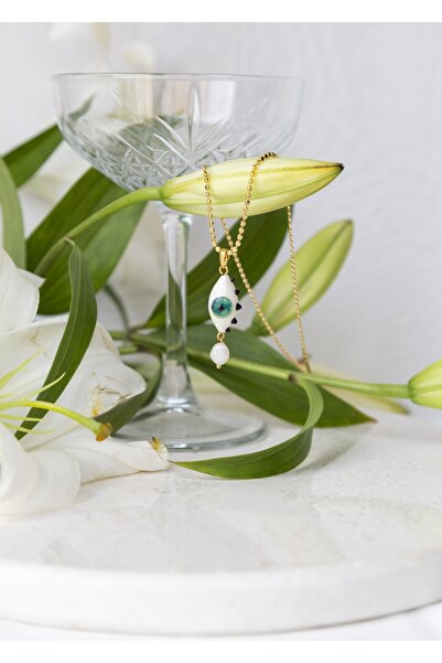 CHARMLUCKY Murano Eye Pearl Necklace