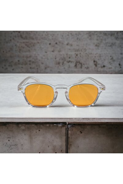 Goldmine نظارات شمسية من الزجاج البرتقالي بإطار شفاف للجنسين من شاين، حماية م...