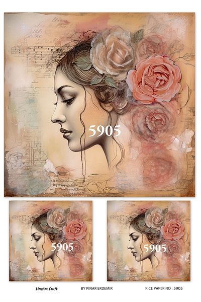 LİNEART Brass Decopage Paper La-5905