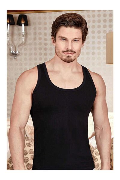 Berrak 12" Men's Cotton Undershirt - Elastane Lycra, Strap Classic Model 1030