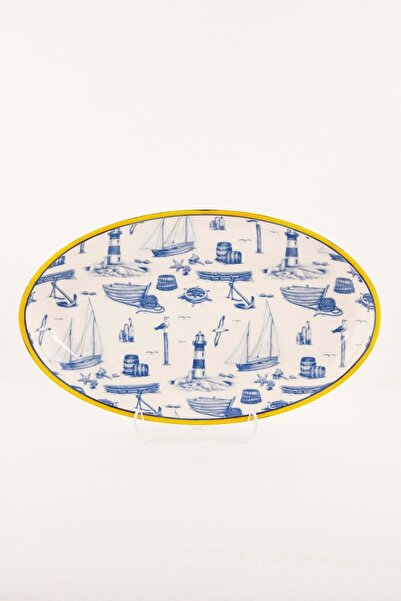 Bursa Porselen Dekor Denizci Büyük Boy Porselen Kayık Tabak