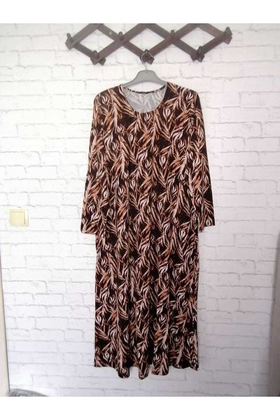 anne moda ankara Καλοκαιρινό μακρυμάνικο φόρεμα σε μεγάλο μέγεθος