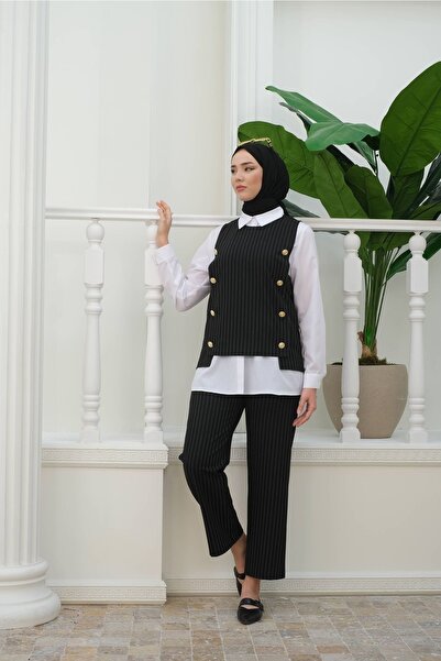 İKLİM LİFE Striped Button Detail Triple Set