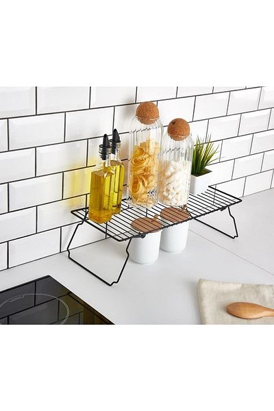 Sas Haus Kitchen Table Countertop Cabinet Inside Portable Foldable Shelf Organizer As-802 Black