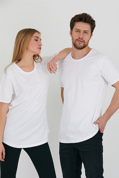 Tarz Cool Λευκό Unisex Dirty Collar Casual T-shirt-tcps001r2501s