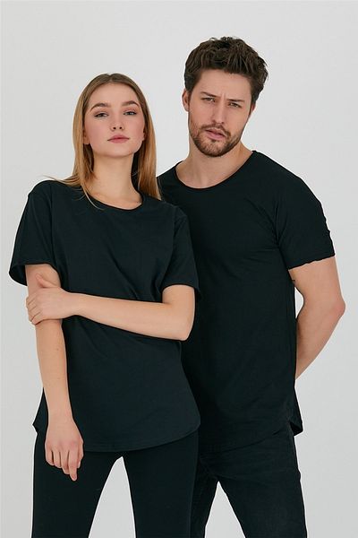 Tarz Cool Μαύρο Unisex Dirty Collar Casual T-shirt-tcps001r2500s