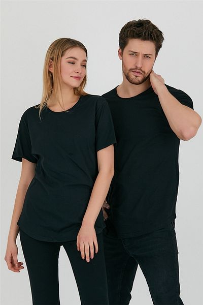 Tarz Cool Μαύρο Unisex Dirty Collar Casual T-shirt-tcps001r2500s