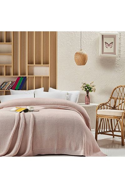 Betires Home Cap2101 Knitted Blanket Powder Double Beige