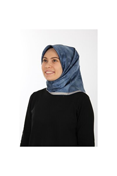 Aker Eșarfă din satin creponat de mătase albastră 7208701 -324