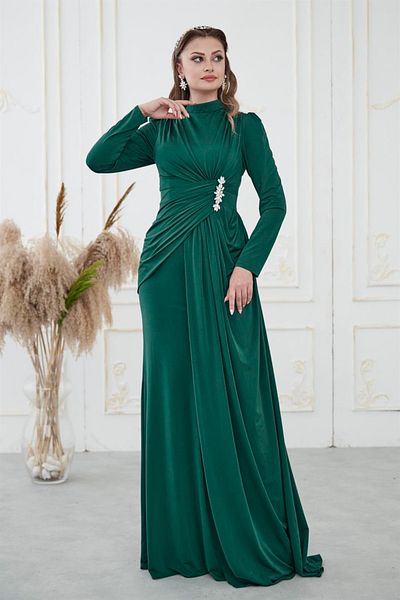 Al-Marah Βραδινό φόρεμα Fish Model Emerald
