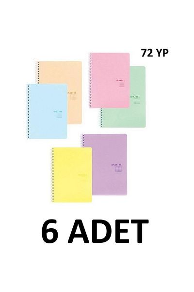 KESKİN COLOR A5 72 YpStriped PpKpSpiral Pastel Show Notebook (6 Pieces)