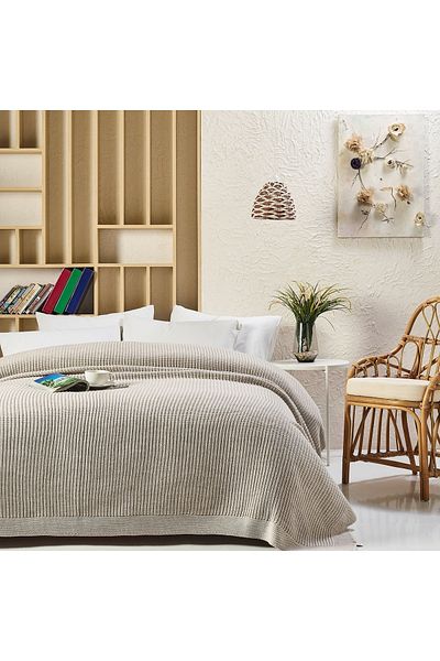 Betires Home Cap2101 Knitted Blanket Beige Single Beige