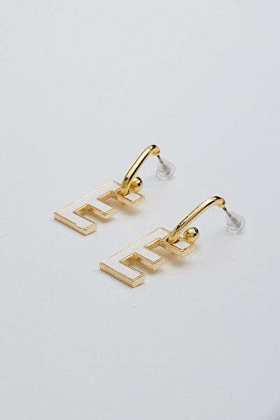 VELİT VOLA Mineli Harf Küpe Beyaz E Harf