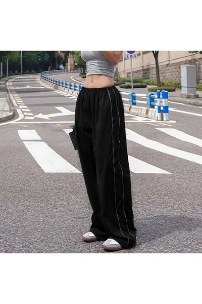 Touz Φούτερ Harajuku με φερμουάρ με διπλή γραμμή Tracksuit Oversize