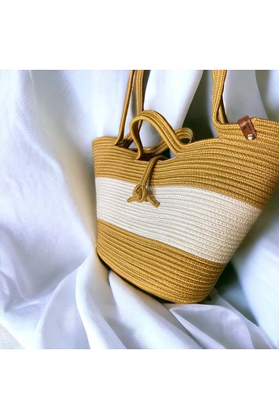 MaVaux Luna Jute Straw Look Τσάντα παραλίας Τσάντα λαβής γιούτας