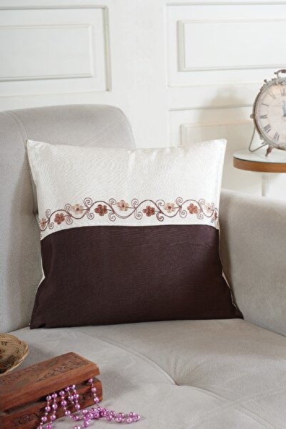 ÖDEL HOME Square Embroidered Striped Patterned Decorative Throw Pillow