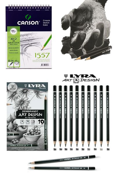 GLANCE Canson 1557 Sketch Drawing Notebook 40 Yp Lyra Art Design Graduated Pen 10&#Set of 39