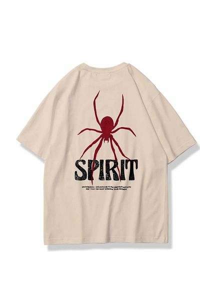 Keywest Μπλουζάκι Spirit Spider Μπροστά και Πίσω με στάμπα βαμβακερό Oversize Crew Neck