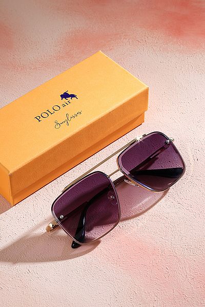 Polo Air Unisex Crystal UV 400 Protection Sunglasses Purple-yellow