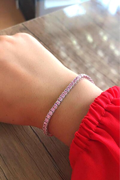 Midyat Nurtaş Gümüş Su Yolu Model Zarif Pembe Kuvars Taşlı Gümüş Bileklik 201...