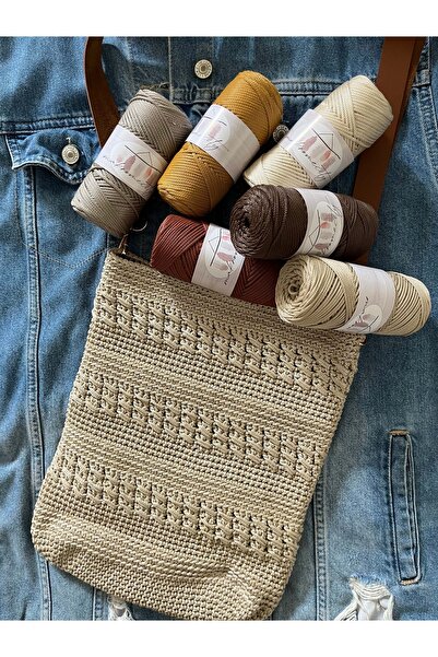 Makromecity Premium 100 Gr Polyester Macrame Thread Earth Color 2mm - 120 M Supla Thread And Bag Thread