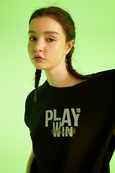 DeFacto Κοντομάνικο μπλουζάκι Fit Oversize Fit Crew Neck Slogan με στάμπα