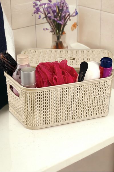Melkan Home Κουτί πολλαπλών χρήσεων με καπάκι & Organizer & Εσωτερική οργάνωση ντουλαπιού Διχτυωτό μοτίβο καλάθι με καπάκι 6 λίτρων
