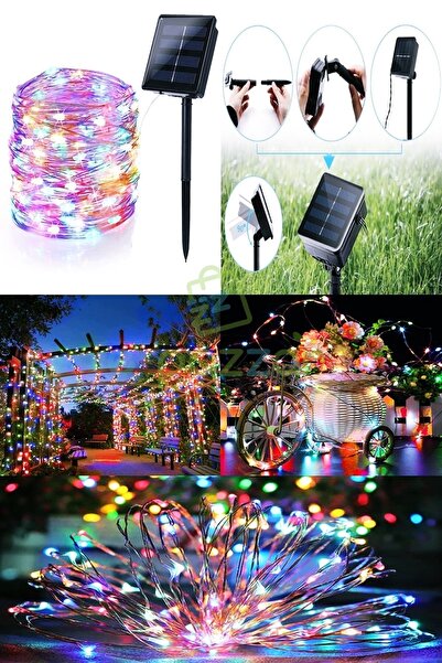 Multicolor 200 Led 20 Mt 8 Function Solar Panel Fairy Wire Cable Indoor And Outdoor Garden Lighting