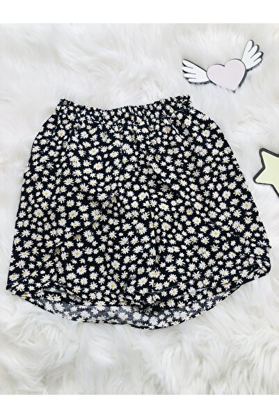 enjoy bebe Siyah Papatya Dokuma Şort 3522