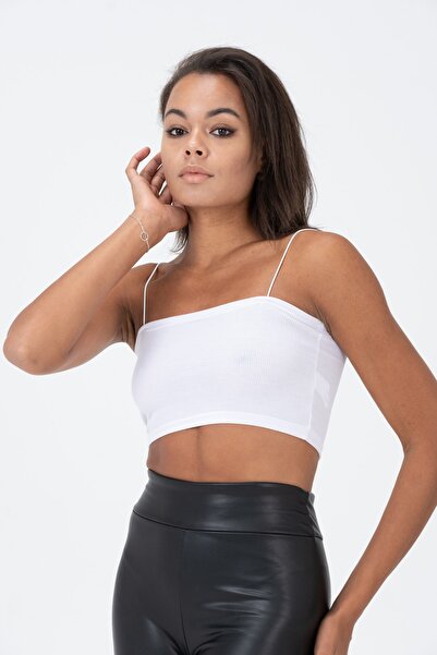 PUNKY CAT Women's White String Strapless Bustier